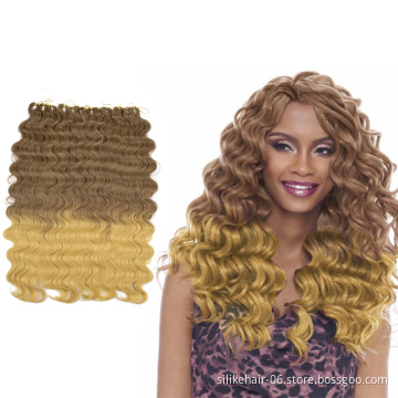Hot Selling Brown Blonde Pre-feathered Hybrid Water Wave Braids 3x Body Ocean Wave For Bulk Braiding Synthetic Hair Extensions